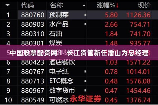 中国股票配资网	 长江资管新任潘山为总经理